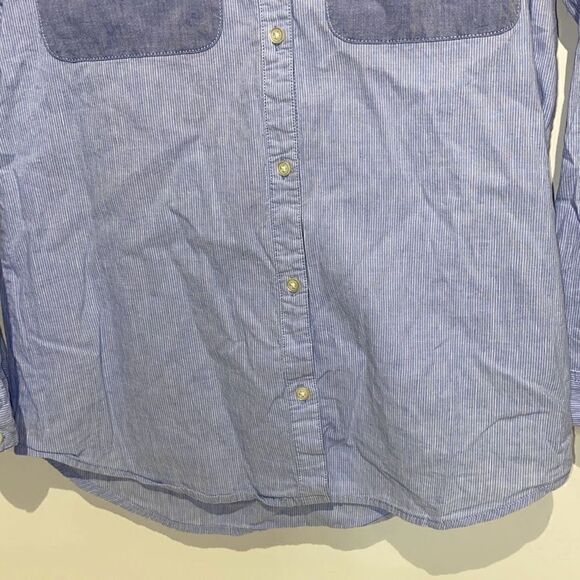 Joe Fresh Men's Long-Sleeve Button-Down Pointed Collar Blue Shirt Small - Picture 4 of 9